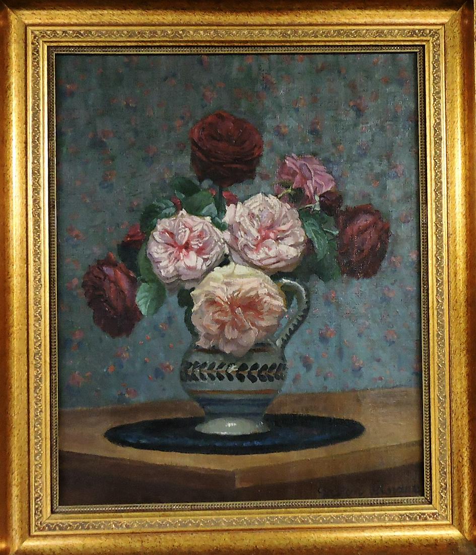 Oil on canvas of floral still life, signed, (1 of 6)