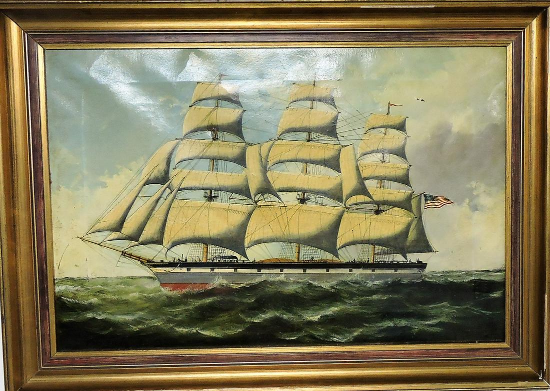 Early oil on canvas of large ship (1 of 1)