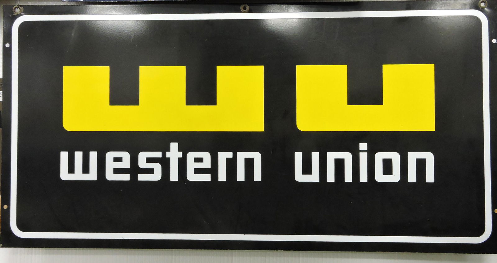 Western Union black two sided sign, (1 of 2)