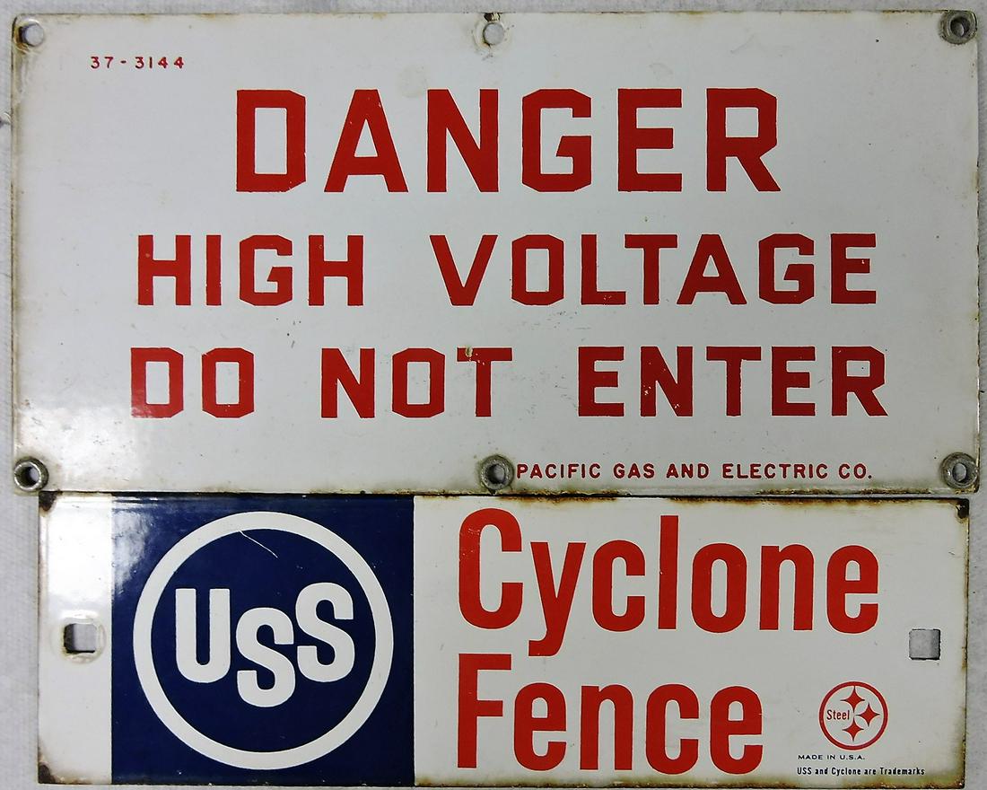 Lot of 2 porcelain single sided signs, (1 of 1)