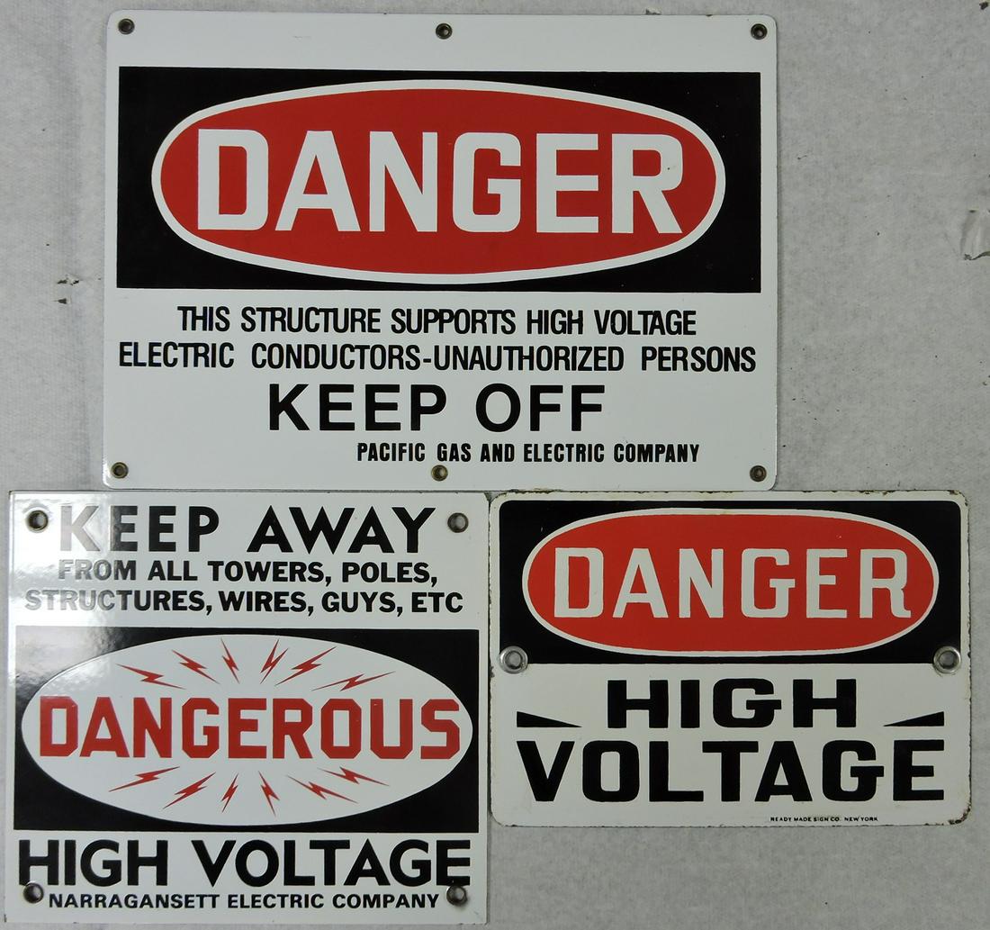 Lot of 3 porcelain single sided Danger (1 of 1)