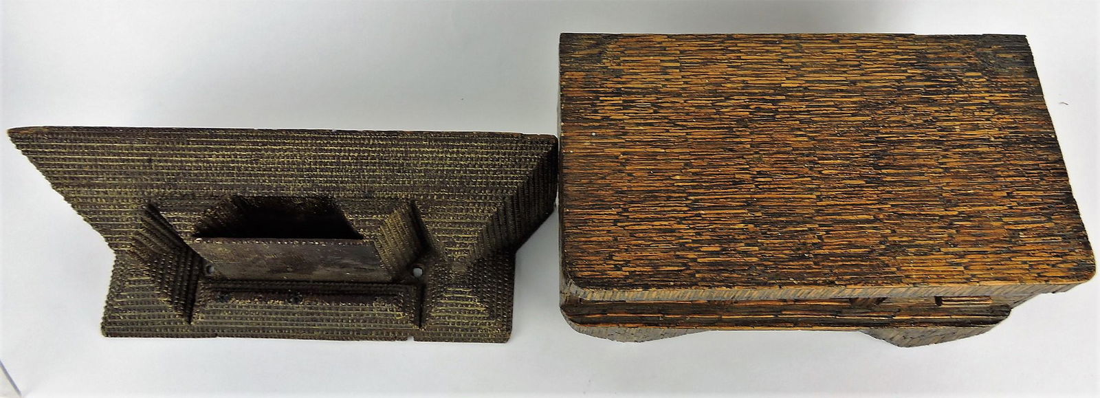 Tramp art shelf 17", and tramp/match (1 of 3)