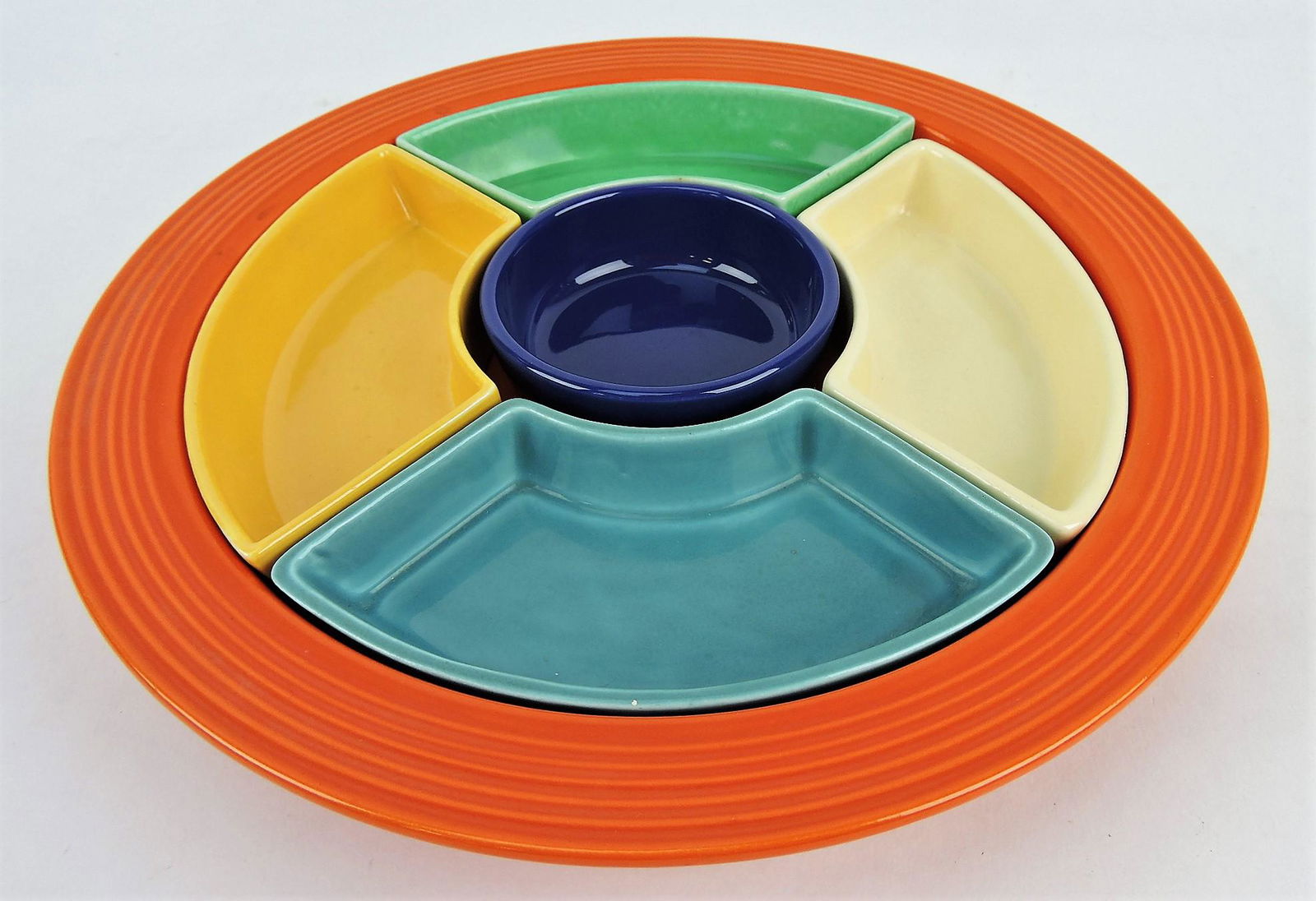 Fiesta relish tray, red tray, cobalt (1 of 1)