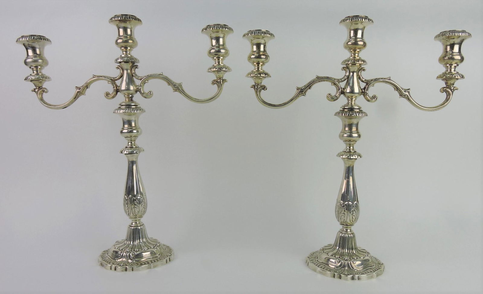 Sterling silver pair of 3 lite candelabras, (1 of 1)