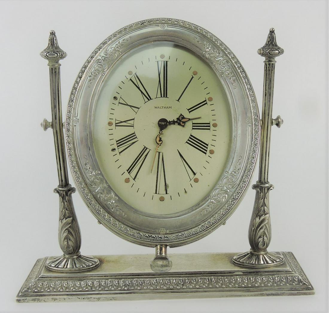 Waltham sterling silver clock, 8 1/2" (1 of 1)