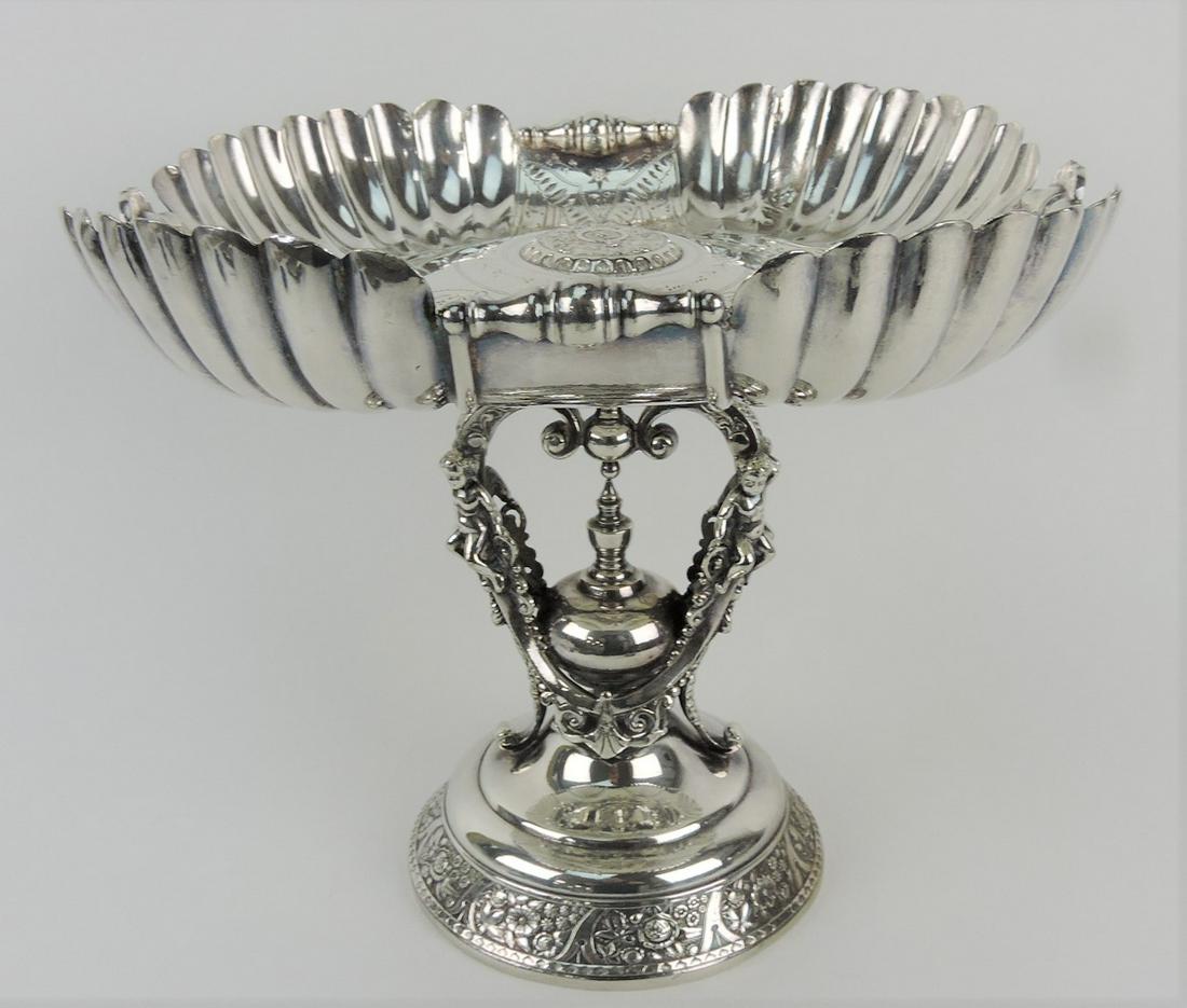 Wilcox silver plate compote, 9"h, (1 of 3)