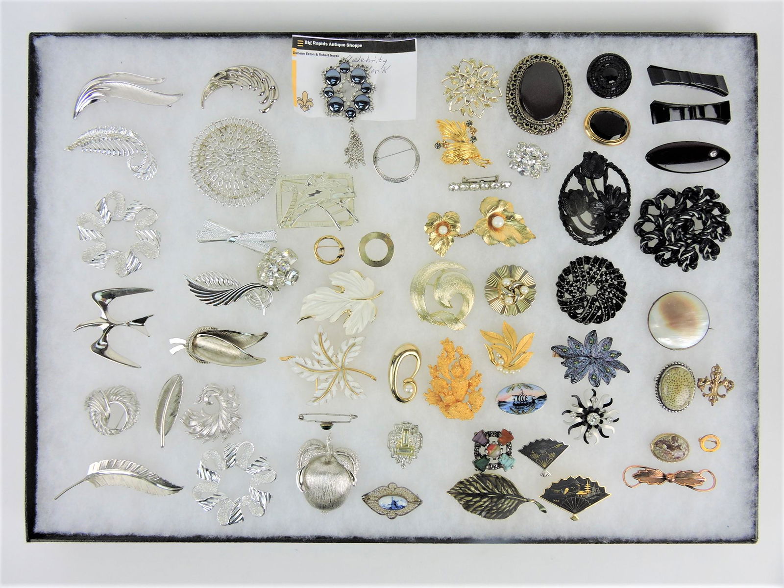 Jewelry lot of brooches; Napier,: Trifori, Coro, enamel, and more