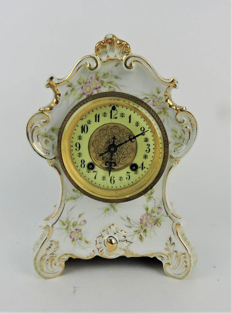 Porcelain china clock, hairline to face, (1 of 1)