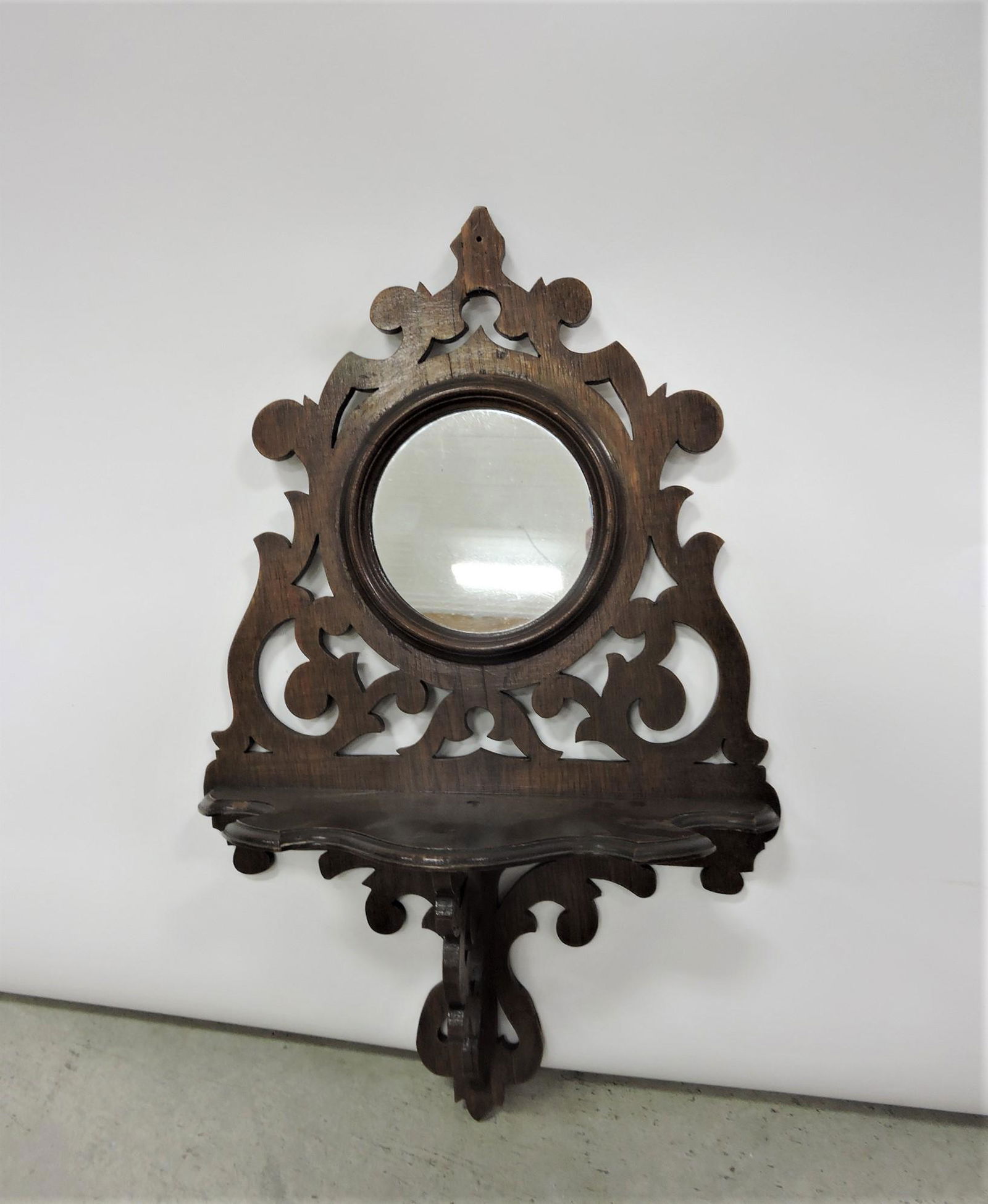 Walnut Victorian wall mirror/shelf, (1 of 1)