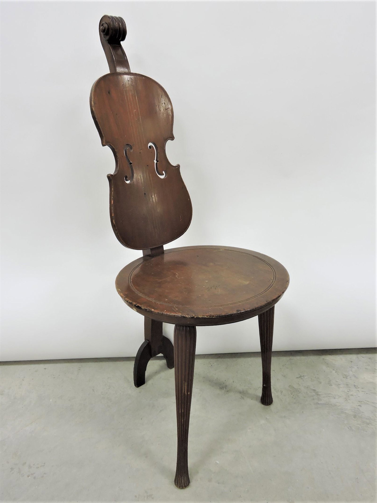 Side chair with carved fiddle back: .