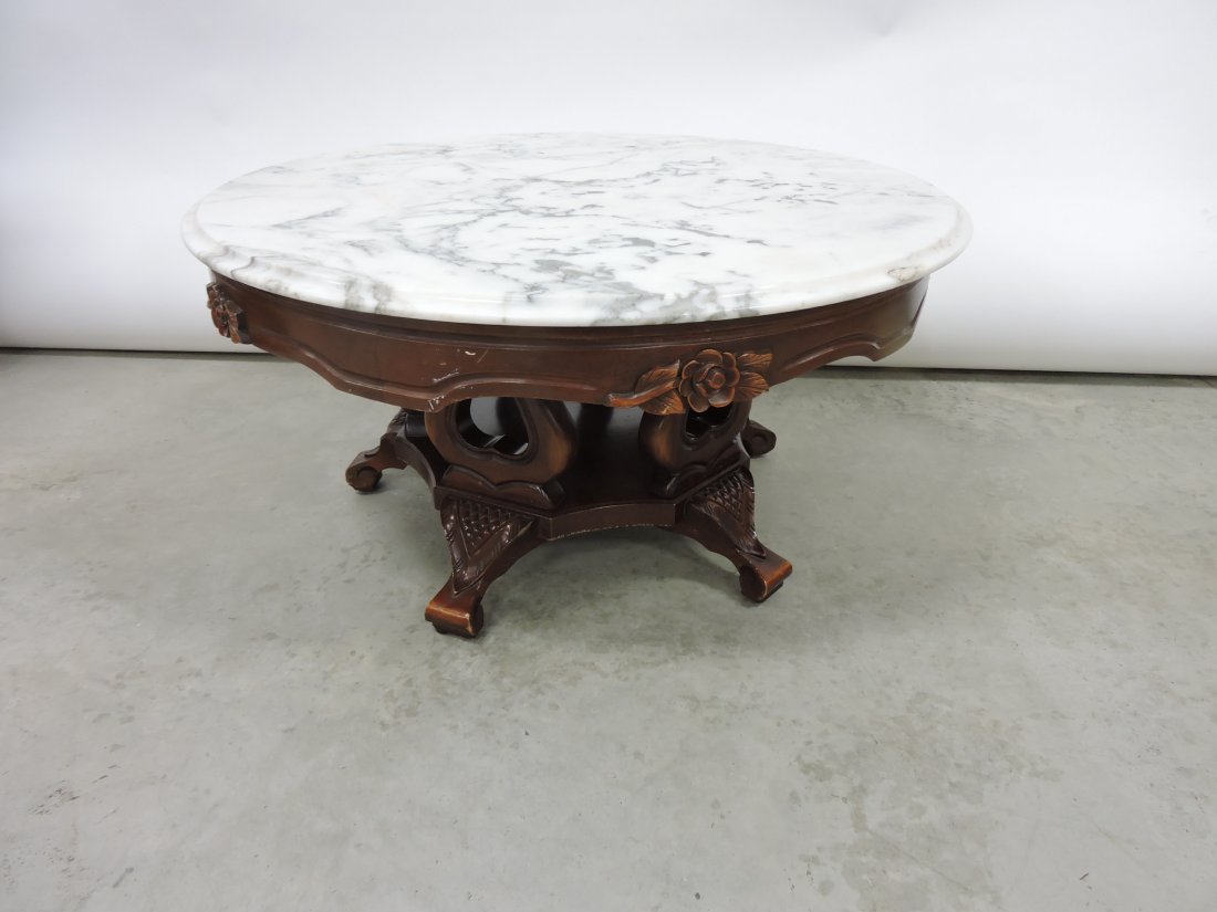 Walnut marble top coffee table (small (1 of 2)