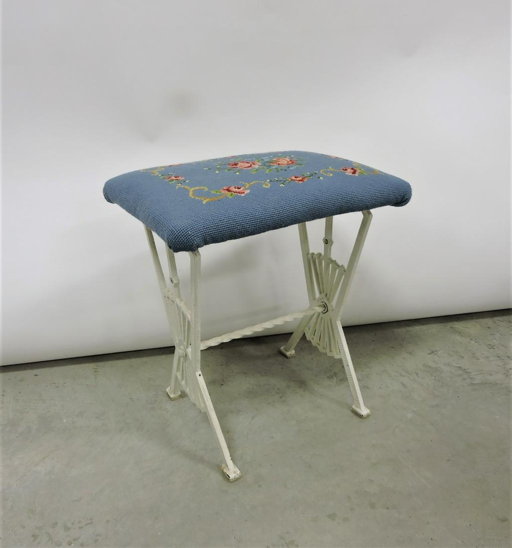 Vanity stool with cast iron legs and (1 of 1)