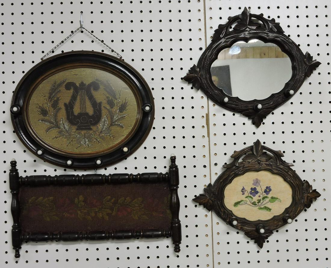 Walnut lot of 4 frames, mirror, and (1 of 1)