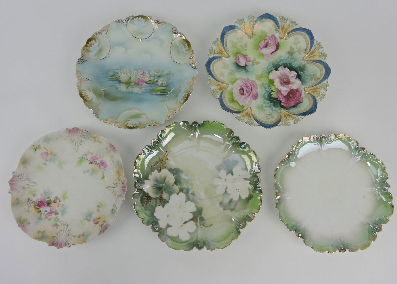 R.S. Prussia lot of 5 floral plates (1 of 1)