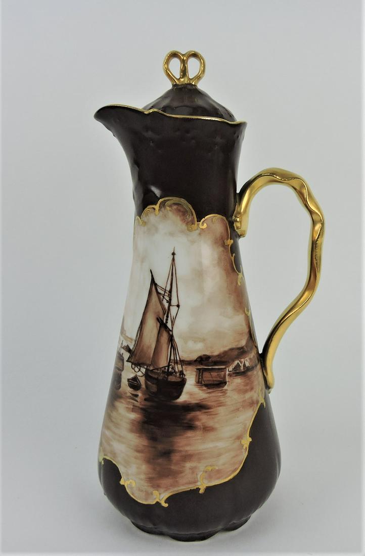 J.P. Limoges chocolate pot with ship (1 of 1)