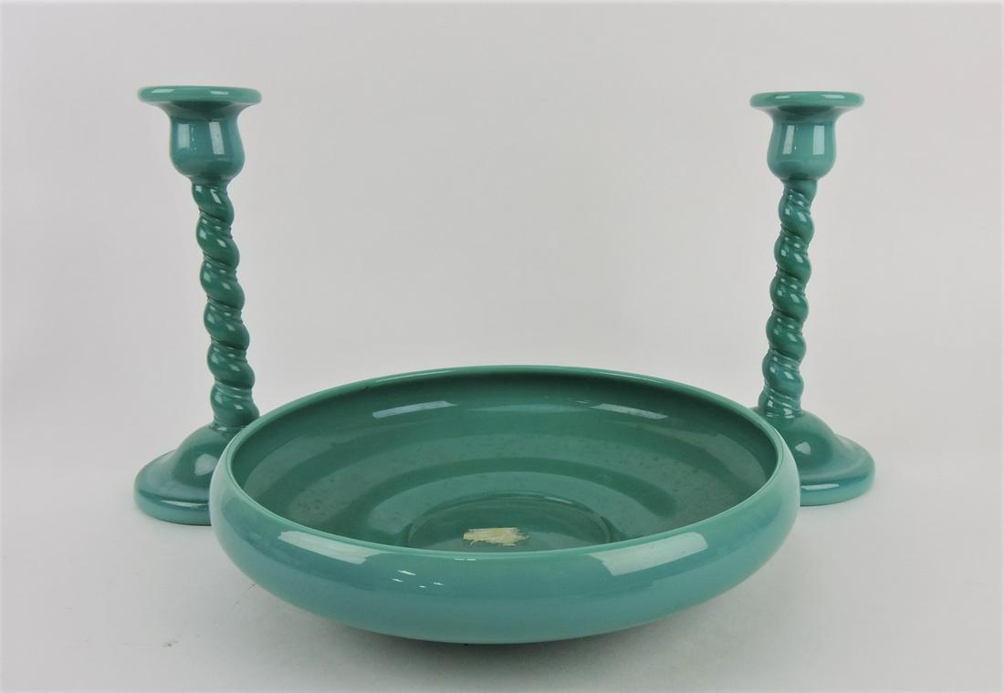 Jade glass 3 piece console set (1 of 1)