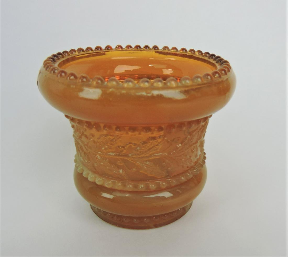 Greentown Holly Amber glass toothpick: holder