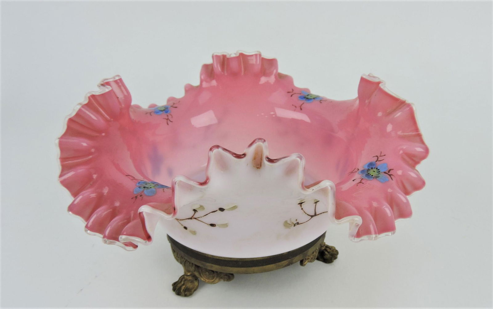 Pink cased glass floral bride's basket (1 of 1)