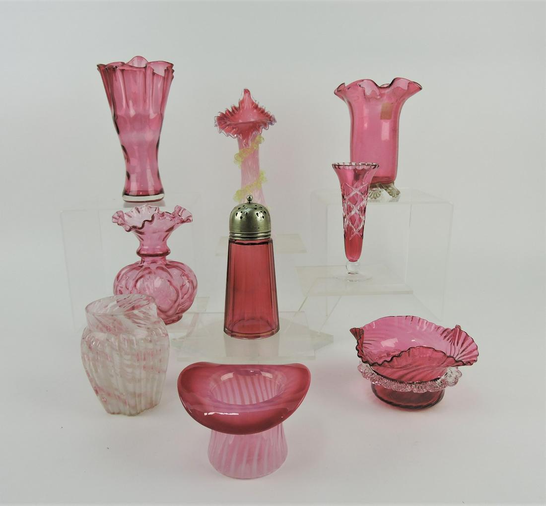 Cranberry glass lot of 9 pieces (1 of 1)