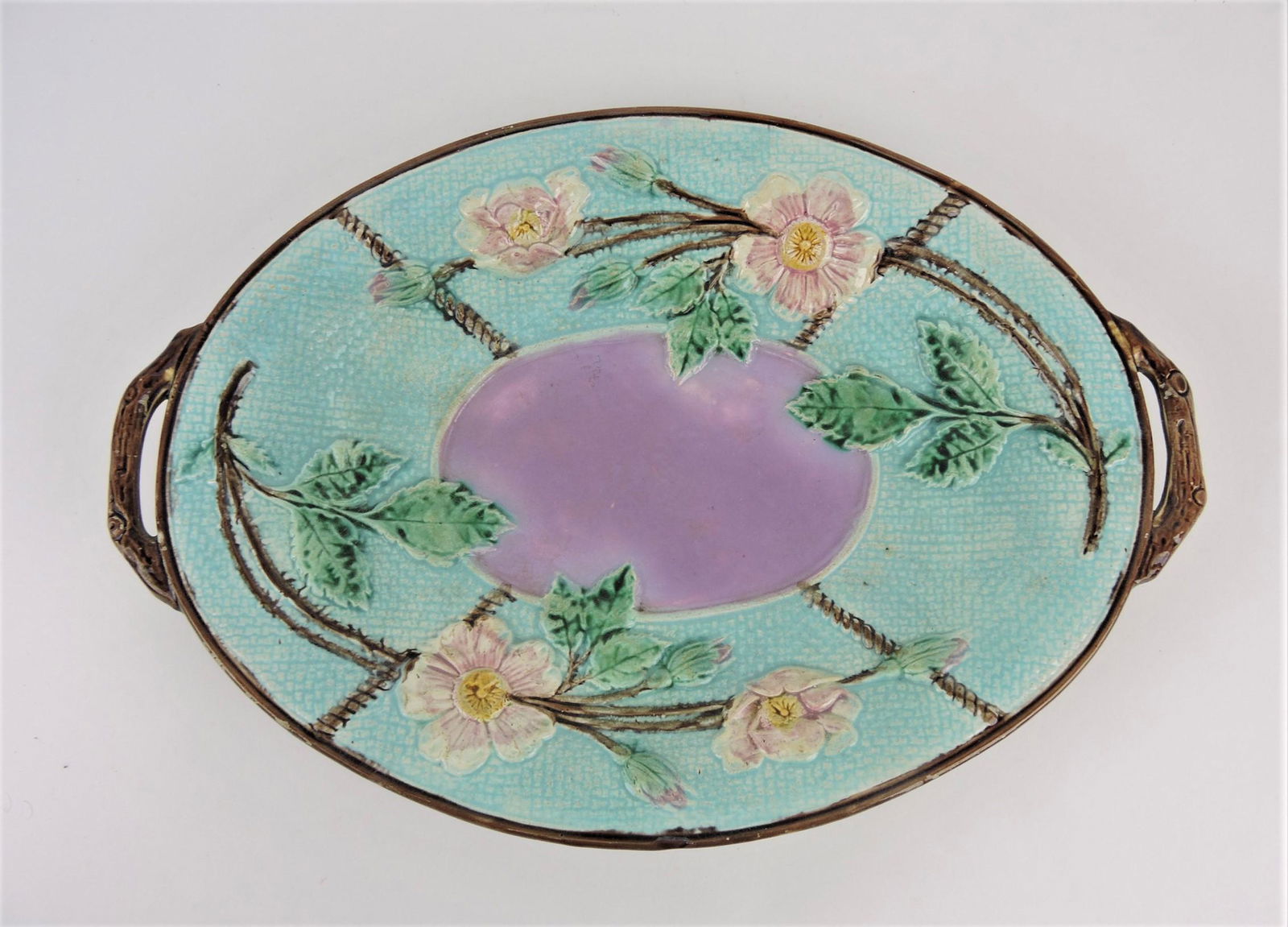 Majolica wild rose 15 1/2" platter, (1 of 1)