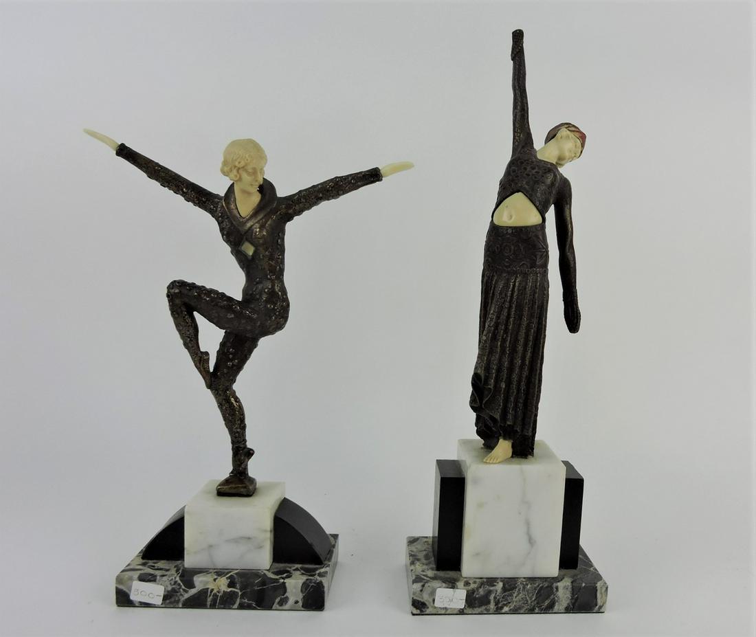 Bronze pair of Art Deco lady figures; (1 of 1)