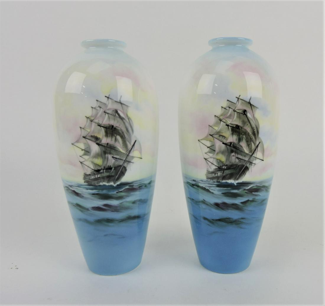 Noritake pair of 6 3/4" ship vases: .