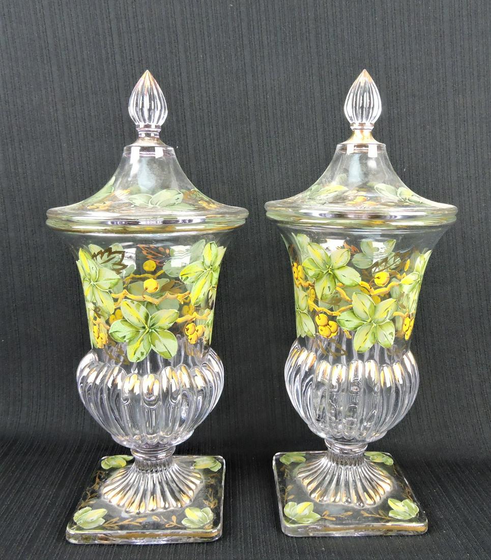 Pair of crystal covered urns with (1 of 1)
