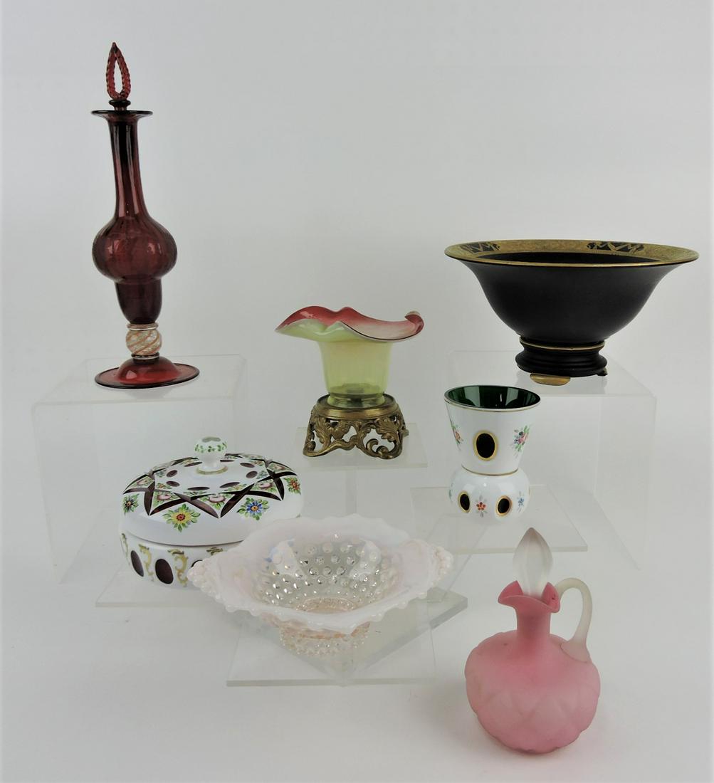 Lot of 7 assorted glass vases and (1 of 2)