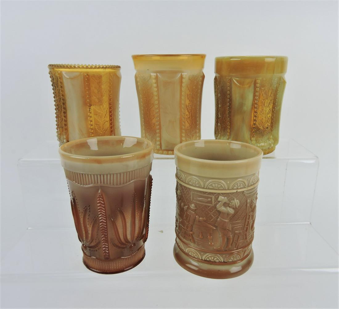 Greentown lot of 5 tumblers - Holly (1 of 1)