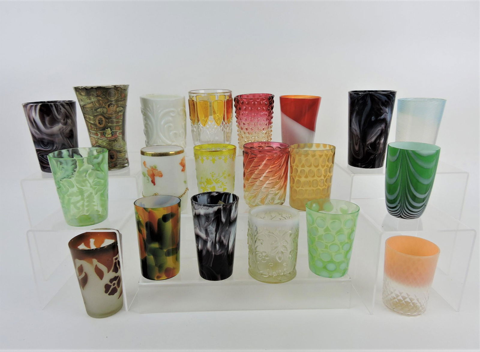 Colored glass lot of 20 water tumblers (1 of 1)