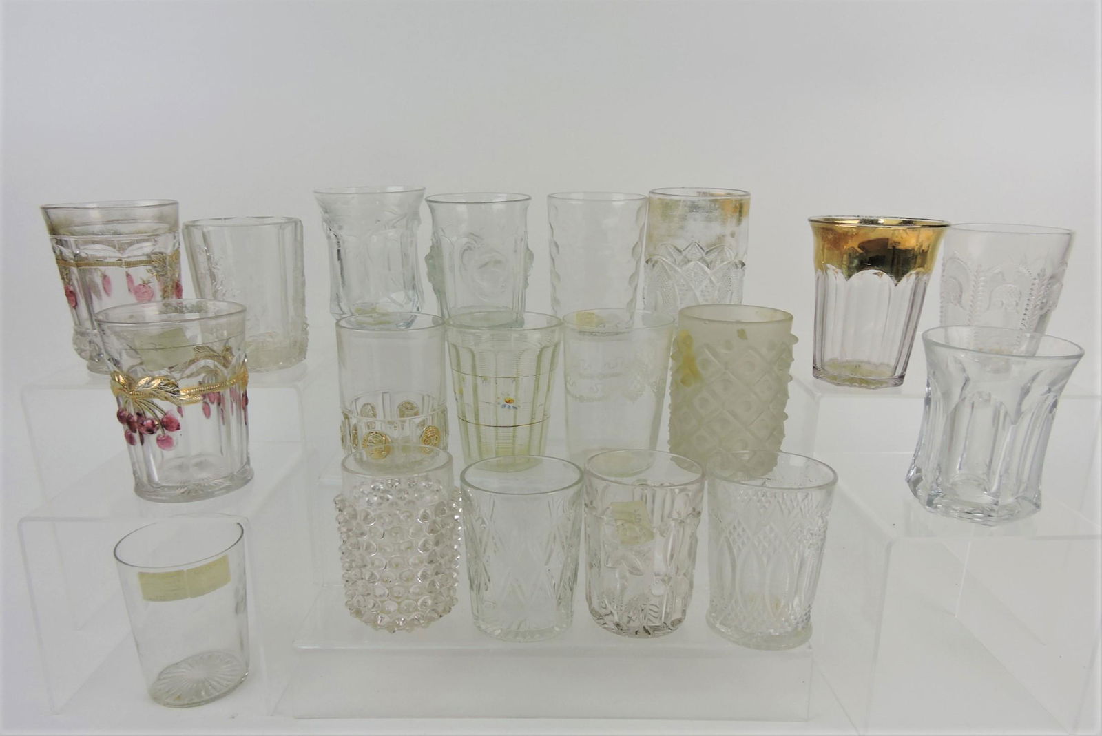 Pattern glass lot of 19 water tumblers (1 of 1)