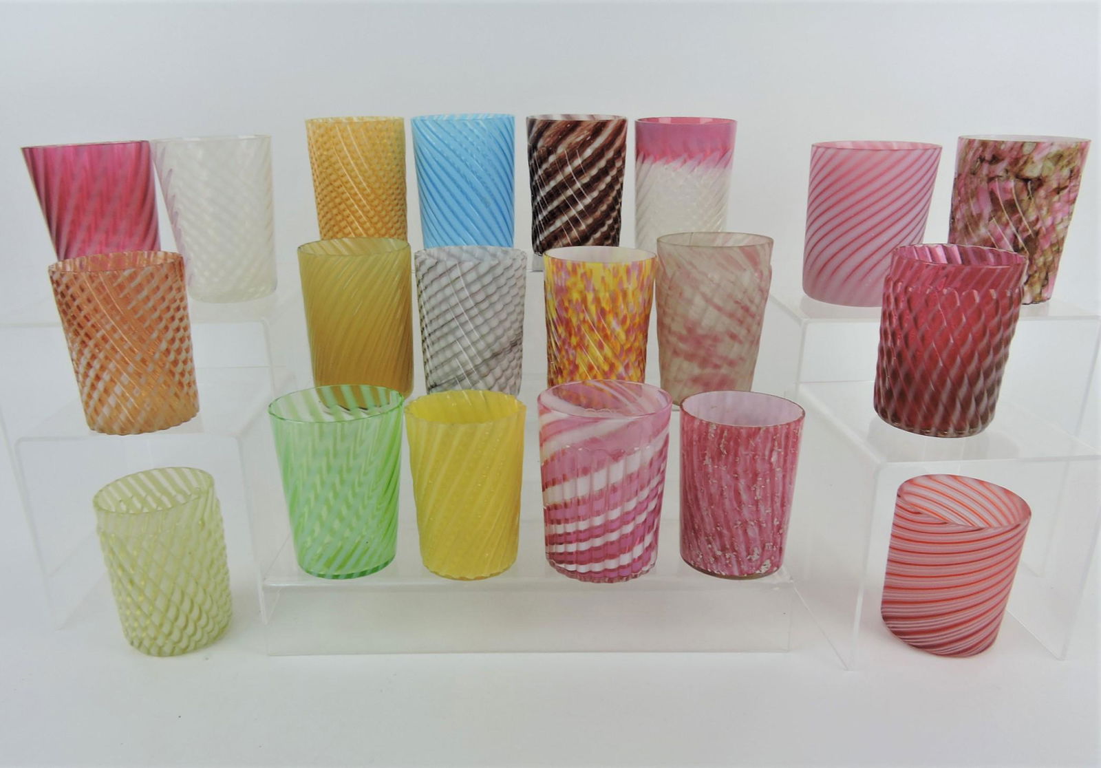 Colored swirl glass lot of 20 water (1 of 1)