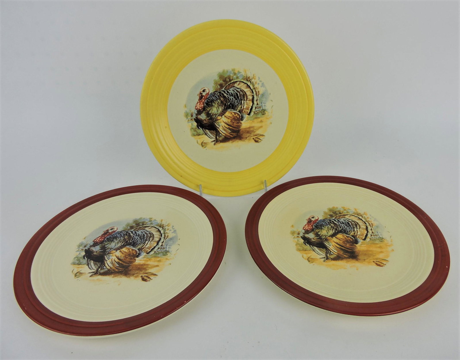Fiesta lot of 3 - 9" plates with turkey (1 of 1)
