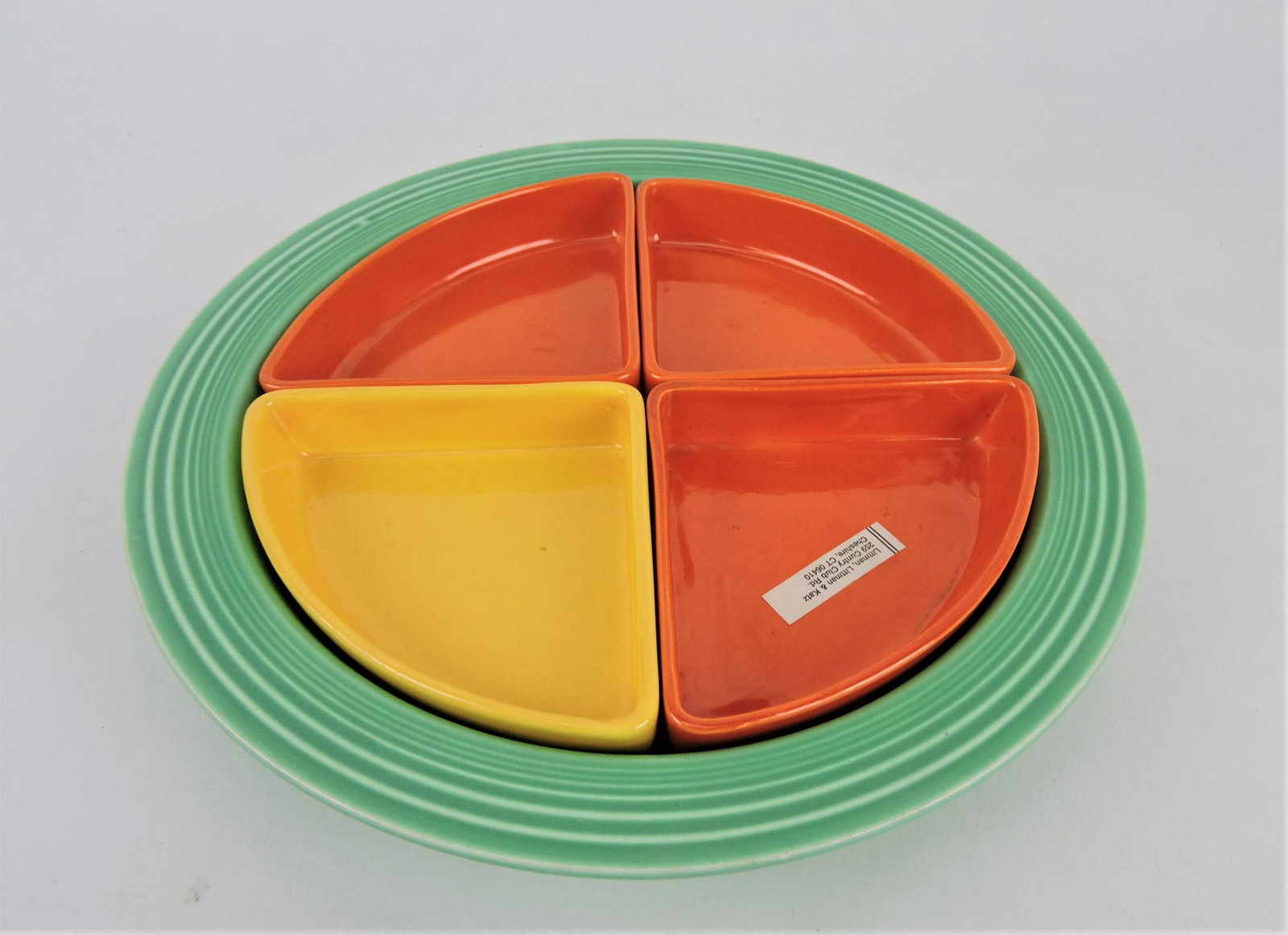 Fiesta Harlequin relish tray, green (1 of 1)