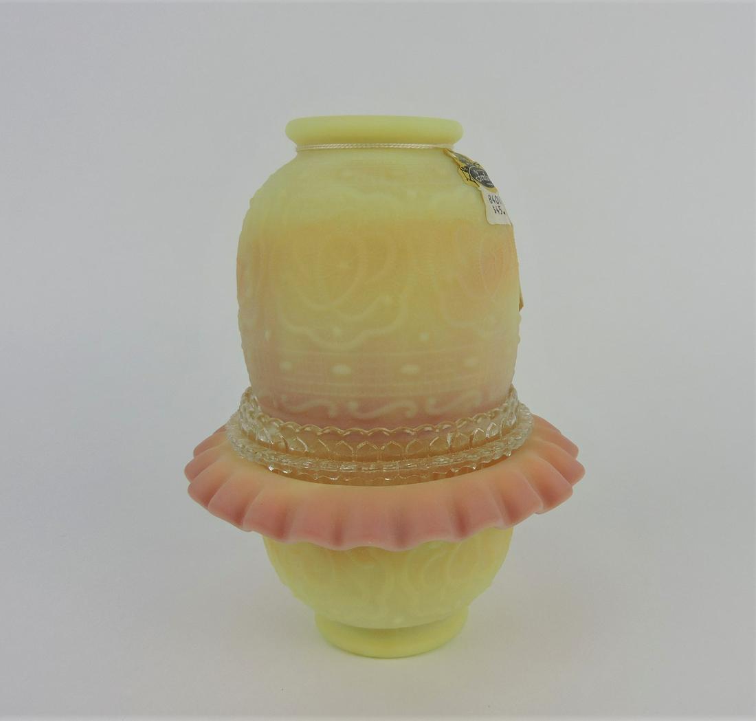 Fenton Burmese fairy lamp, 6 1/2": .