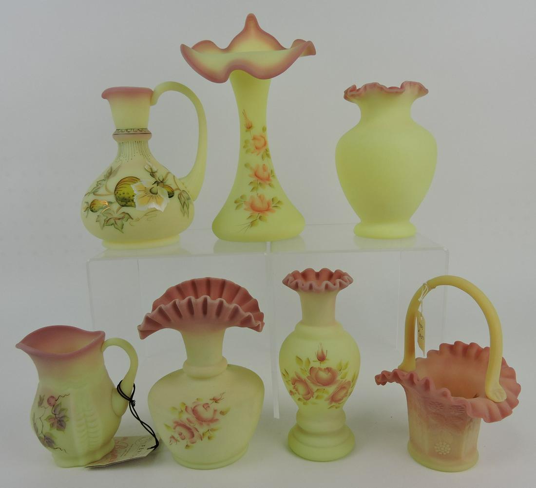 Fenton burmese lot of 7 pieces: .