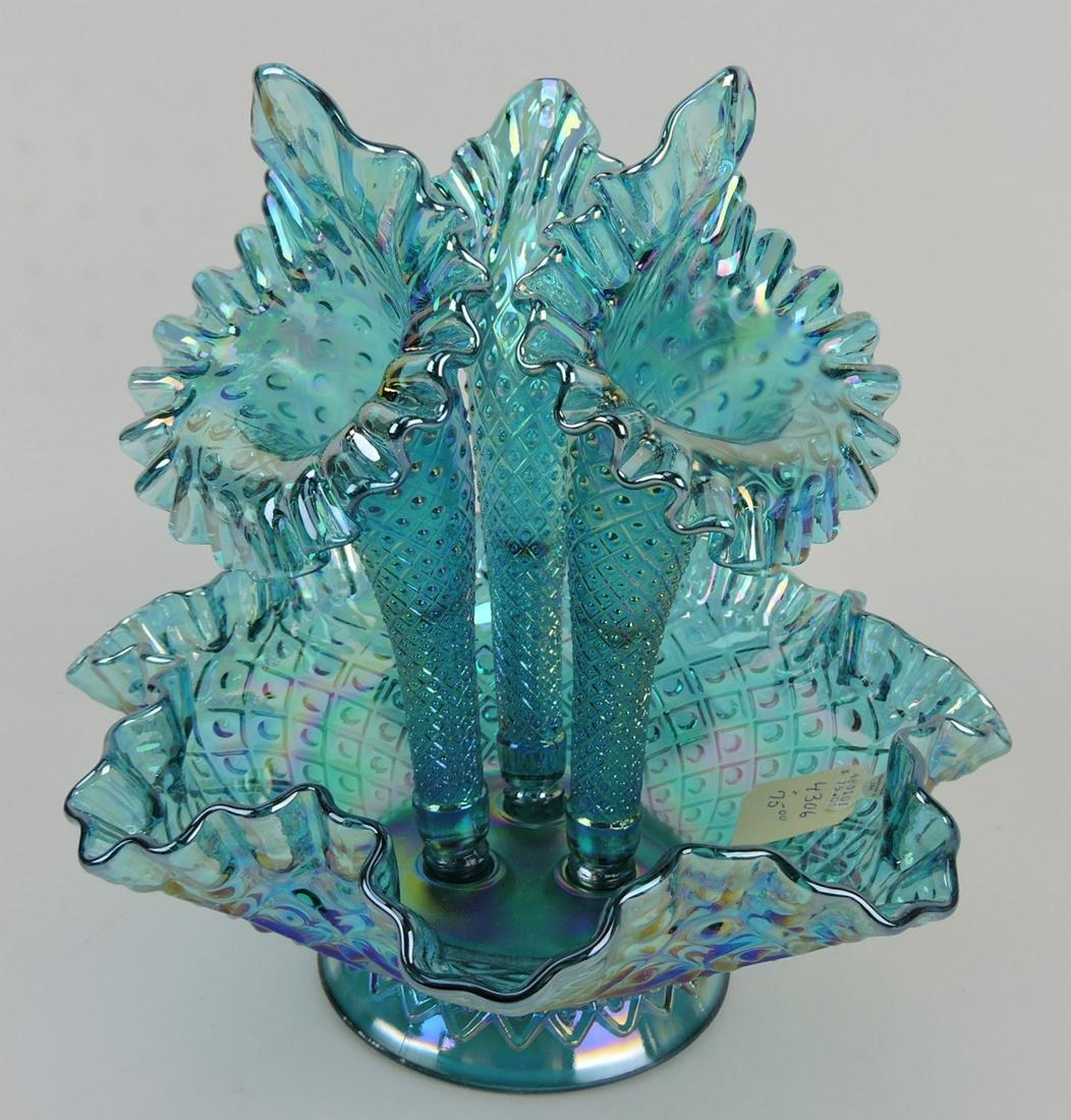 Fenton carnival glass English hobnail: epergne, 10"h