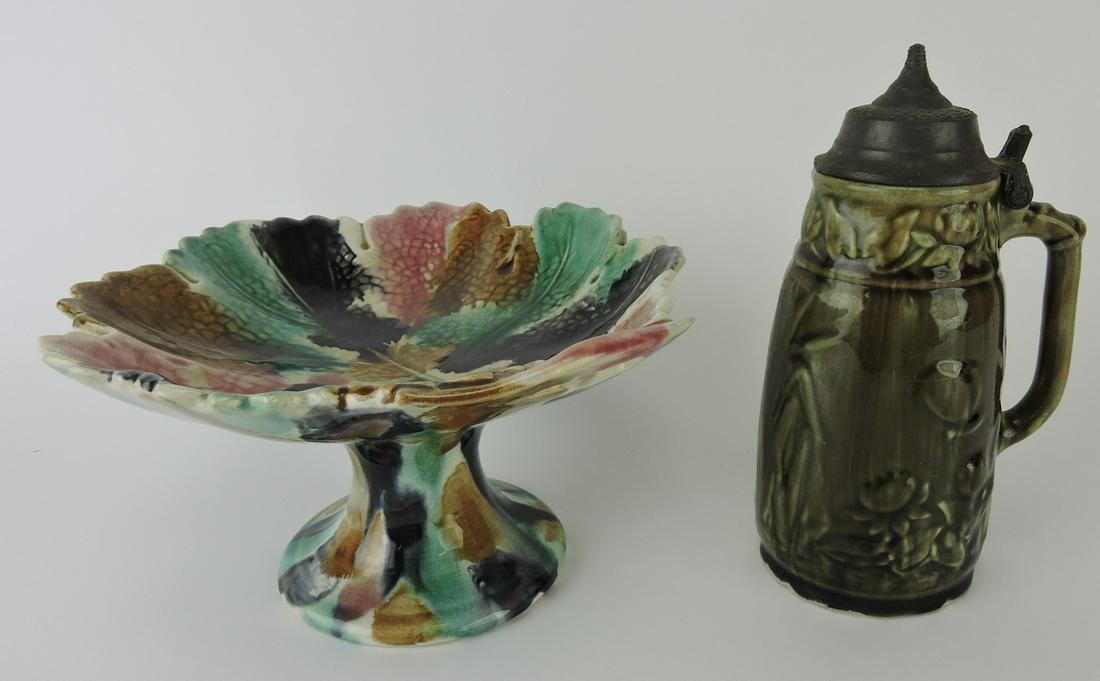 Majolica Morley & Co. leaf compote (1 of 1)