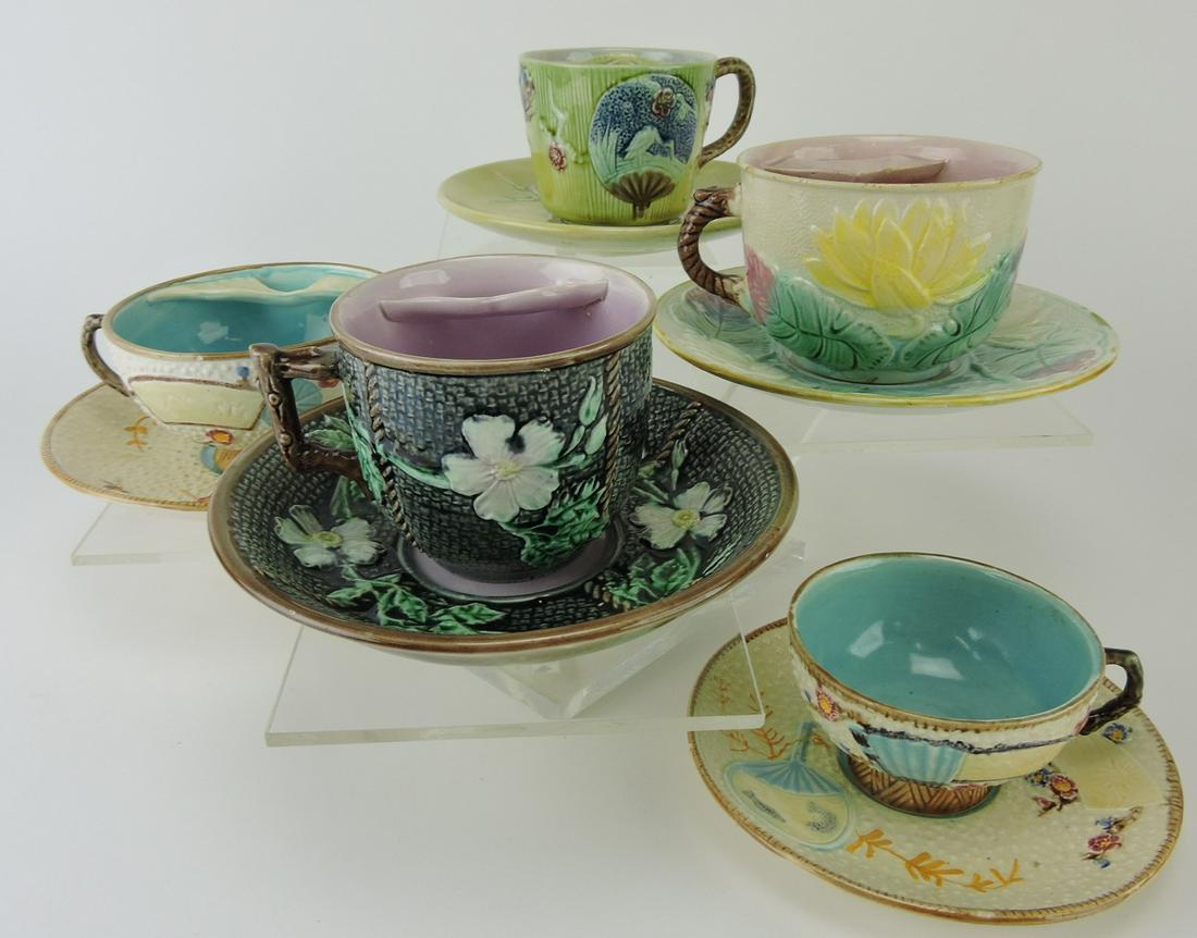 Majolica lot of 4 mustache cups (1 of 1)