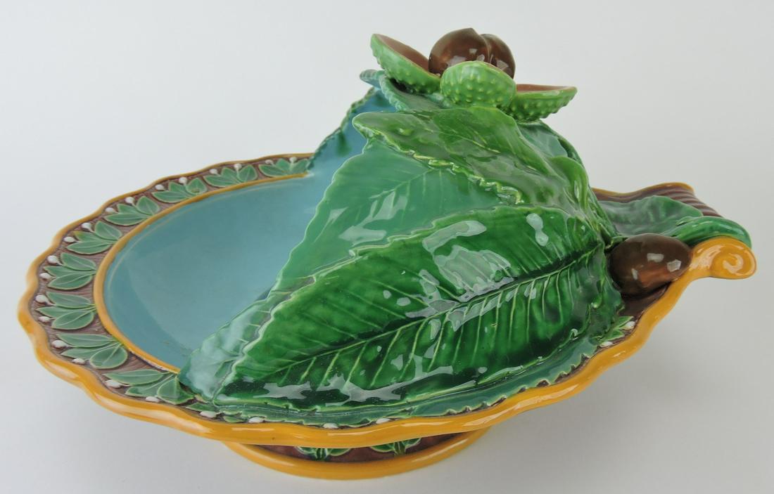 Minton majolica chestnut server, (1 of 1)