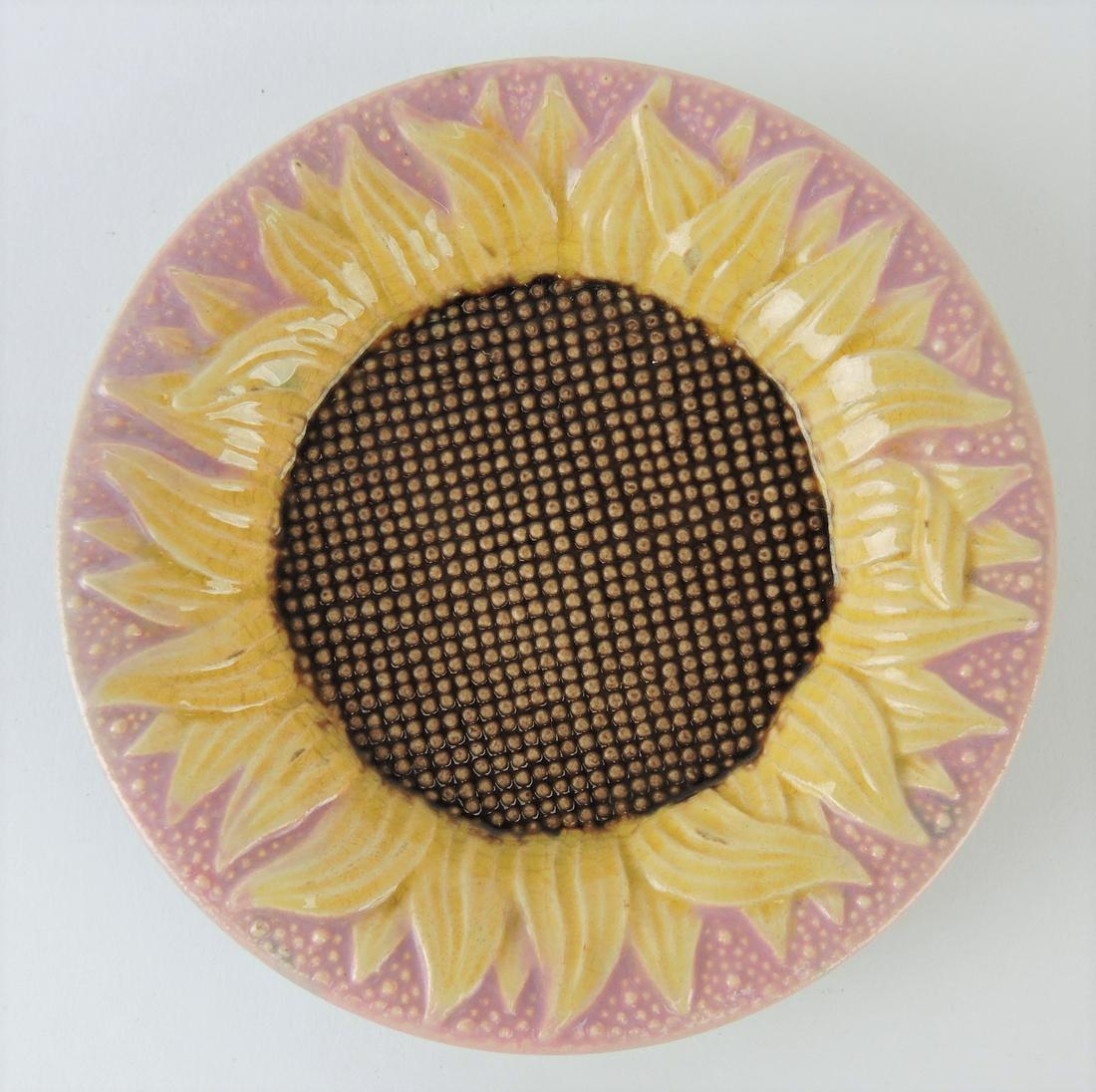 Etruscan majolica pink sunflower: sauce dish