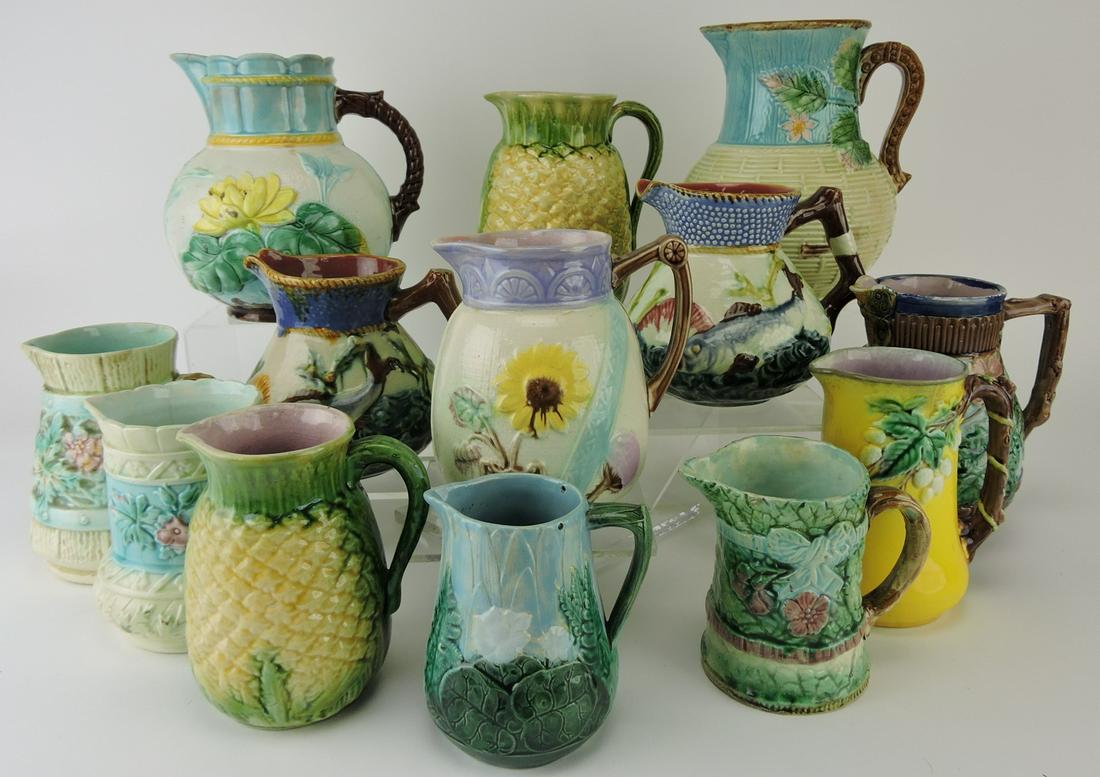 Majolica lot of 13 pitchers, 4 1/2" (1 of 1)