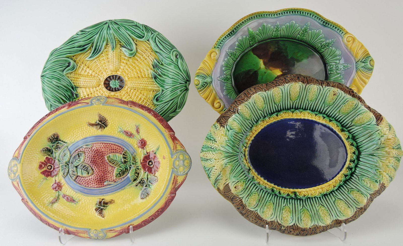 Majolica lot of 4 platters, various (1 of 1)