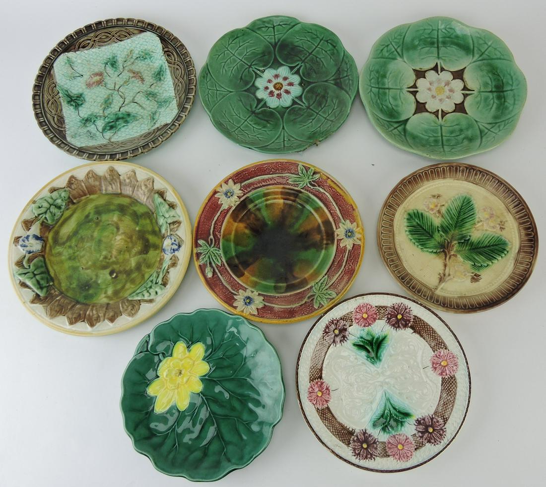 Majolica lot of 8 plates, various (1 of 1)
