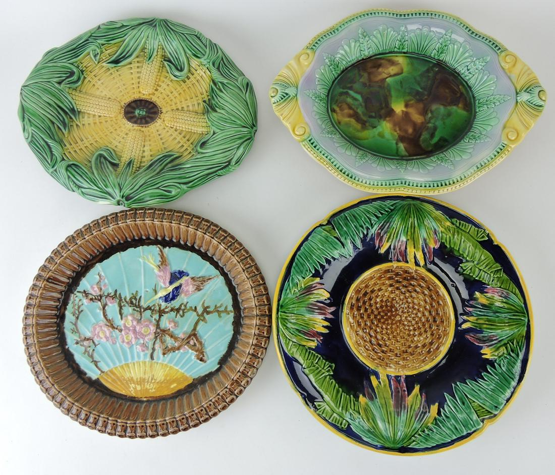 Majolica lot of 4 trays, various (1 of 1)