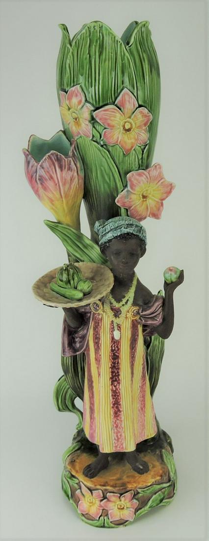 Majolica large Blackamoor vase, repairs, (1 of 1)