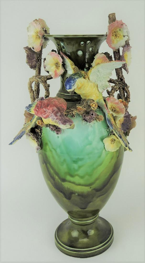 Majolica large vase with birds and (1 of 1)