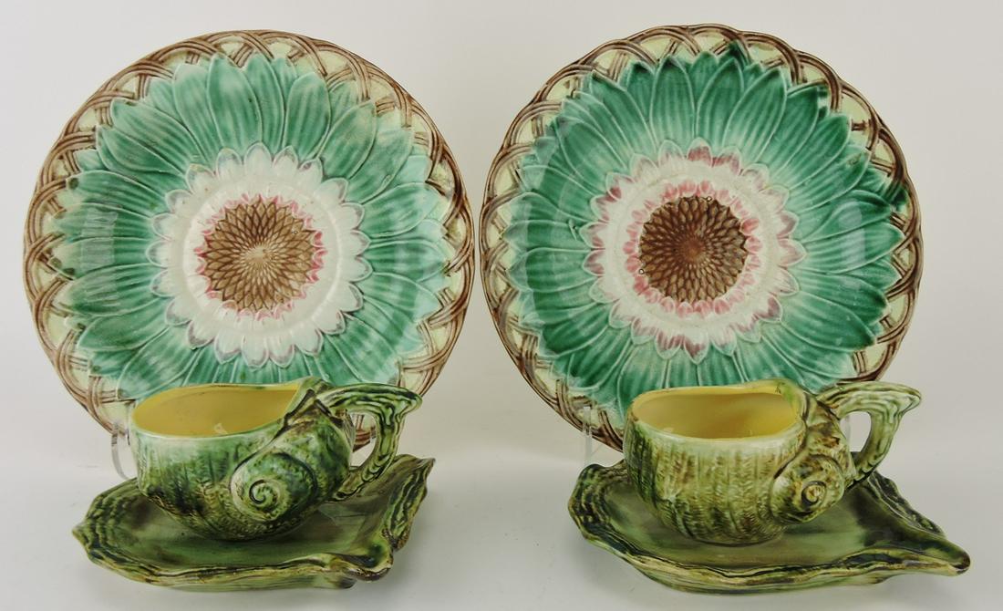Majolica pair of sunflower plates and (1 of 1)