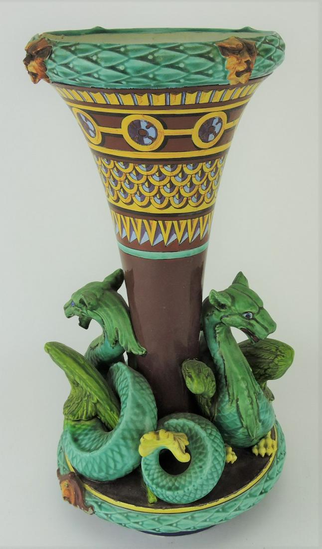 Majolica dragon vase, 14 1/2", some (1 of 1)
