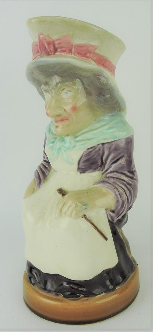 Sarreguemines majolica "Judy": figural pitcher ref: Cunningham p.73, 12"